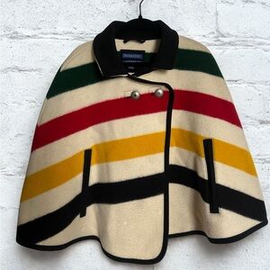 Pendleton Multicolor Wool Cape with Black Collar